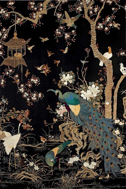 ΣΗΜΕΙΩΜΑΤΑΡΙΟ FLAME TREE FOILED EMBROIDERED HANGING WITH PEACOCK 14,8*21cm.88Φ.ΡΙΓΕ