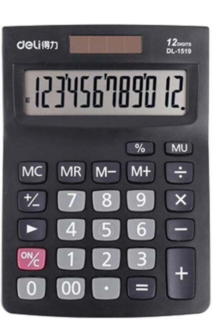 ΑΡΙΘΜΟΜΗΧΑΝΗ ΓΡΑΦΕΙΟΥ DELI 12 ΨΗΦΙΩΝ SMART E1519A ΜΑΥΡΗ