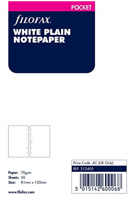 FILOFAX PKT ΣΗΜΕΙΩΣΕΙΣ ΛΕΥΚΕΣ ΧΩΡΙΣ  ΓΡΑΜΜΕΣ     
