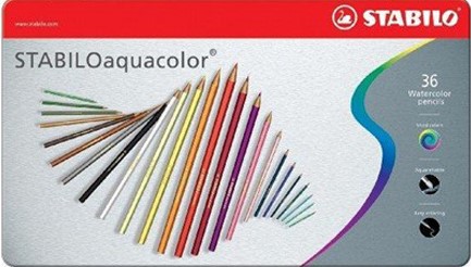 ΞΥΛΟΜΠΟΓΙΕΣ ΑΚΟΥΑΡΕΛΑΣ 36ΤΕΜ.STABILO AQUACOLOR ΣΕ ΜΕΤΑΛΛΙΚΗ ΚΑΣΕΤΙΝΑ