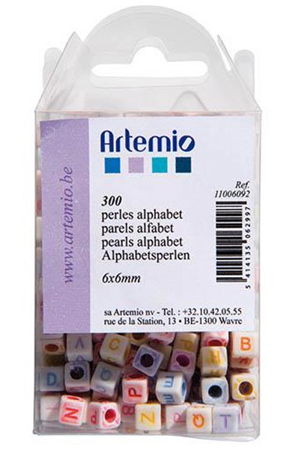 ΧΑΝΤΡΕΣ ABC 6*6mm.ARTEMIO ΣΕΤ 300 ΤΕΜΑΧΙΩΝ ΑΣΠΡΟ ΦΟΝΤΟ