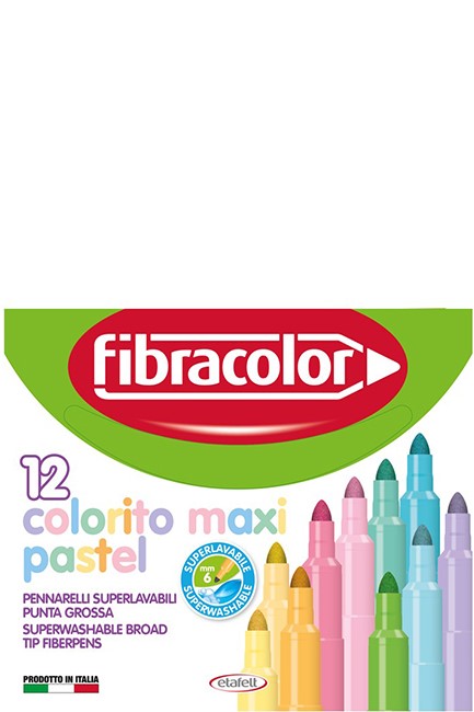 ΜΑΡΚΑΔΟΡΟΙ 12ΤΕΜ.ΧΟΝΤΡΟΙ ΜΑΧΙ FIBRA-COLOR WASHABLE PASTEL