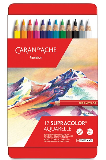 ΞΥΛΟΜΠΟΓΙΕΣ ΑΚΟΥΑΡΕΛΑΣ 12ΤΕΜ.CARAN D'ACHE CLASSIC SUPRACOLOR ΜΕΤΑΛΛΙΚΗ ΚΑΣΕΤΙΝΑ 3888.312