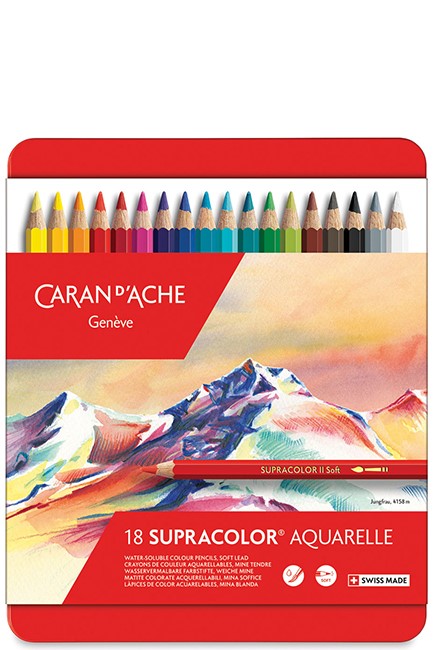 ΞΥΛΟΜΠΟΓΙΕΣ ΑΚΟΥΑΡΕΛΑΣ 18ΤΕΜ.CARAN D'ACHE CLASSIC SUPRACOLOR ΜΕΤΑΛΛΙΚΗ ΚΑΣΕΤΙΝΑ 3888.318