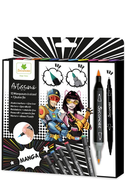 ΜΑΡΚΑΔΟΡΟΣ ΜΕ 2 ΜΥΤΕΣ SYCOMORE MANGA ΣΕΤ 10ΤΕΜ.+1 FINELINER