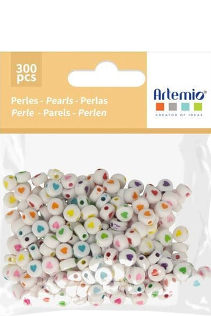 ΧΑΝΤΡΕΣ ΜΕ ΠΟΛΥΧΡΩΜΕΣ ΚΑΡΔΙΕ 7mm.ARTEMIO ΣΕΤ 300ΤΕΜ.ΑΣΠΡΟ ΦΟΝΤΟ