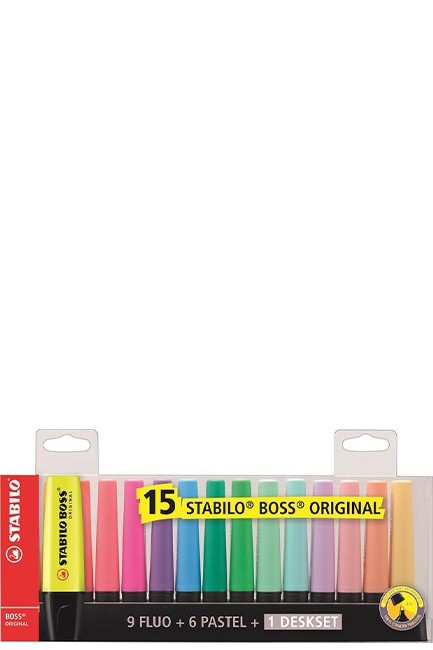 ΜΑΡΚΑΔΟΡΟΣ ΥΠΟΓΡ/ΣΗΣ STABILO BOSS 70 ΣΕΤ 15ΤΕΜ.ΜΕ ΒΑΣΗ DESKJET