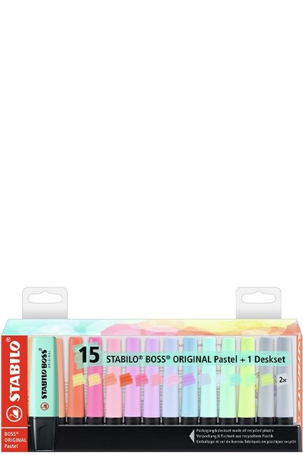 ΜΑΡΚΑΔΟΡΟΣ ΥΠΟΓΡ/ΣΗΣ STABILO BOSS PASTEL ΣΕΤ 15ΤΕΜ.ΜΕ ΒΑΣΗ DESKJET