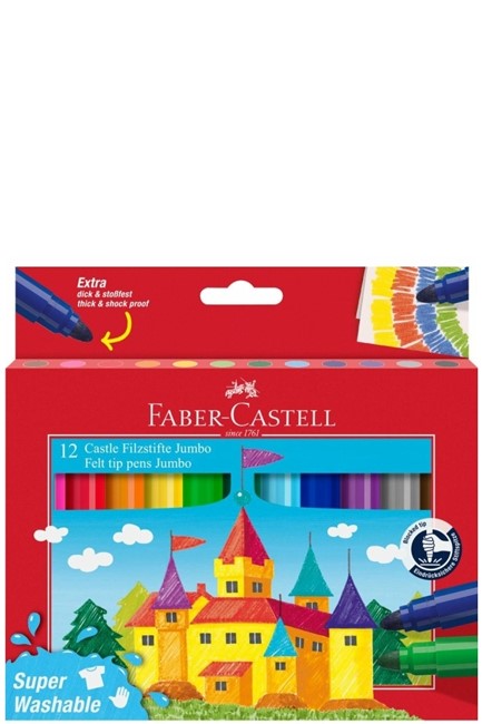 ΜΑΡΚΑΔΟΡΟΙ 12ΤΕΜ.ΧΟΝΤΡΟΙ FABER JUMBO SUPER WASHABLE 154311