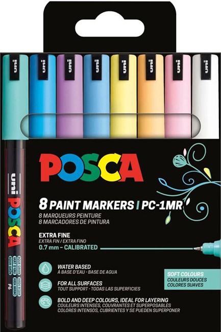 ΜΑΡΚΑΔΟΡΟΣ ΖΩΓΡΑΦΙΚΗΣ UNI POSCA PC-1M 0,7mm.ΣΕΤ 8ΤΕΜ.SOFT