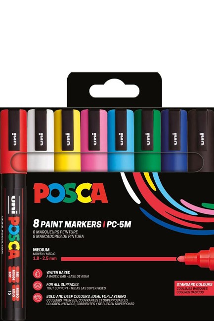 ΜΑΡΚΑΔΟΡΟΣ ΖΩΓΡΑΦΙΚΗΣ UNI POSCA PC-5M 1,8-2,5mm.ΣΕΤ 8ΤΕΜ.STANDARD