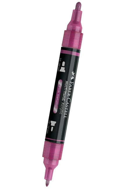 ΜΑΡΚΑΔΟΡΟΣ ΑΚΡΥΛΙΚΟΣ FABER ΜΕ ΔΙΠΛΗ ΜΥΤΗ 185990-METALLIC PINK