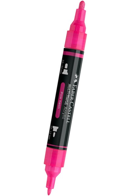 ΜΑΡΚΑΔΟΡΟΣ ΑΚΡΥΛΙΚΟΣ FABER ΜΕ ΔΙΠΛΗ ΜΥΤΗ 185953-NEON PINK