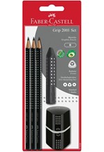 ΣΕΤ (3 ΜΟΛΥΒΙΑ FABER GRIP 2001+ΞΥΣΤΡΑ+ΓΟΜΑ) BLACK 217093