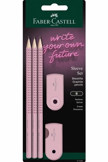 ΣΕΤ (2+1 ΔΩΡΟ ΜΟΛΥΒΙΑ FABER GRIP 2001+ΞΥΣΤΡΑ SLEEVE MINI+ΓΟΜΑ MINI) PINK SHADOW 217084