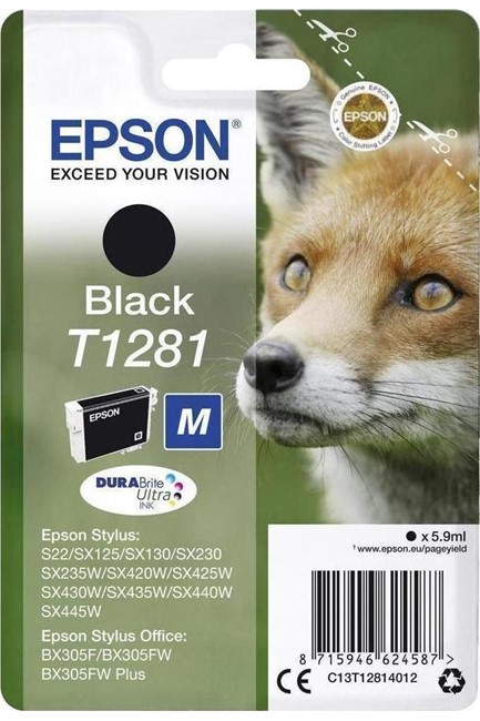 ΜΕΛΑΝΙ INKJET EPSON T1281 ΒLΑCΚ (FOX)-SΙΖΕ ΜΕDΙUΜ