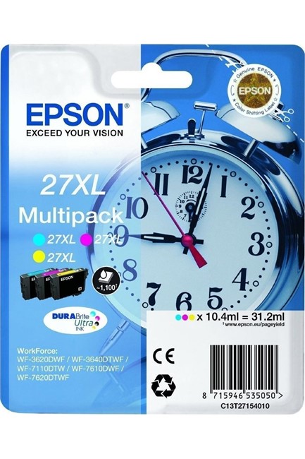 ΜΕΛΑΝΙ INKJET EPSON N.27XL MULTIPACK (CYAN-MAGENTA-YELLOW) T27154 (CLOCK)