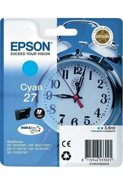 ΜΕΛΑΝΙ INKJET EPSON N.27 CYAN T2702 (CLOCK)