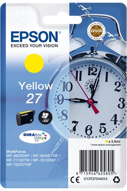 ΜΕΛΑΝΙ INKJET EPSON N.27 YELLOW T2704 (CLOCK)