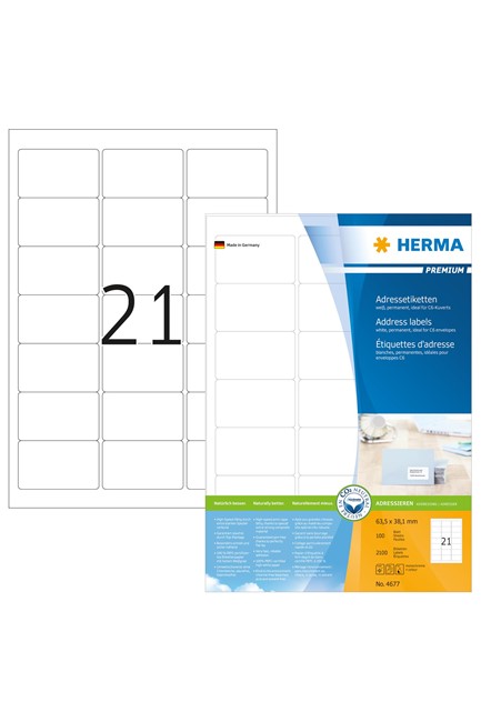 ΕΤΙΚΕΤΕΣ INKJET/LASER/COPIER 63,5*38,1mm.100Φ.HERMA 4677