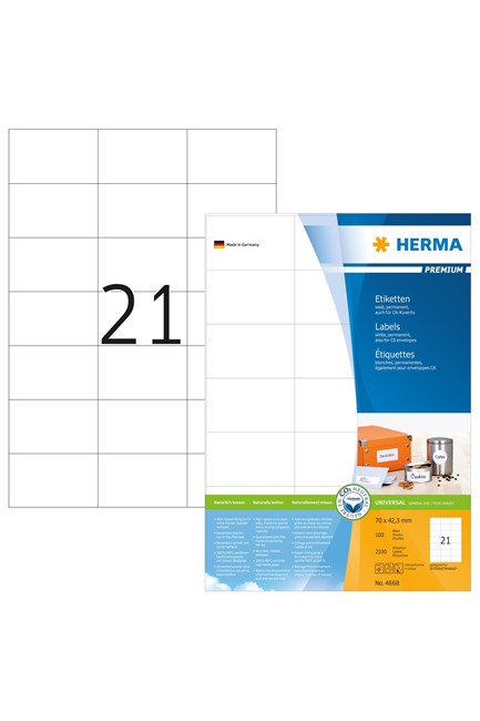 ΕΤΙΚΕΤΕΣ INKJET/LASER/COPIER 70*42,3mm.100Φ.HERMA 4668
