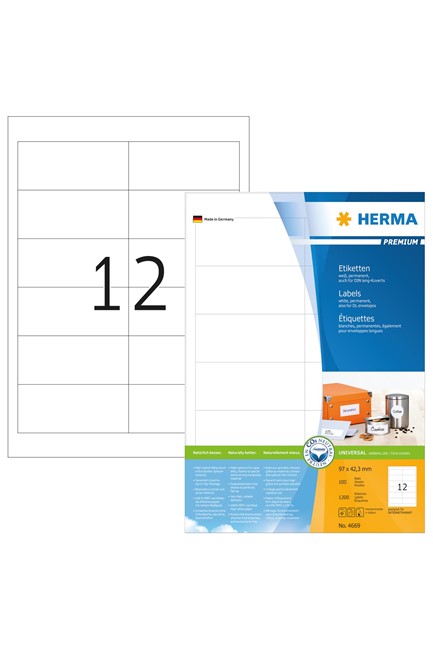 ΕΤΙΚΕΤΕΣ INKJET/LASER/COPIER 96,5*42,3mm.100Φ.HERMA 4669