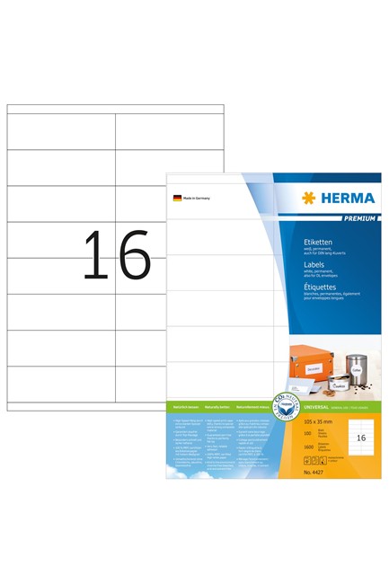 ΕΤΙΚΕΤΕΣ INKJET/LASER/COPIER 105*35mm.100Φ.HERMA 4427