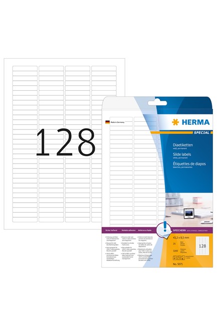 ΕΤΙΚΕΤΕΣ INKJET/LASER/COPIER 43,2*8,5mm.25Φ.HERMA 5071 ΓΙΑ SLIDES