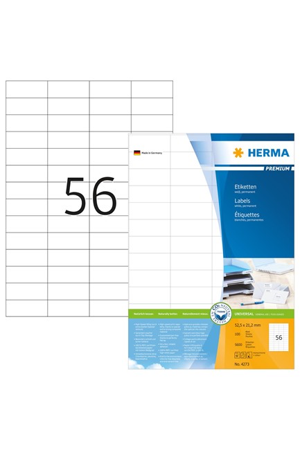 ΕΤΙΚΕΤΕΣ INKJET/LASER/COPIER 52,5*21,2mm.100Φ.HERMA 4273