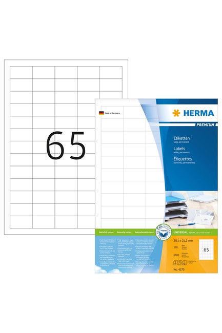 ΕΤΙΚΕΤΕΣ INKJET/LASER/COPIER 38,1*21,2mm.100Φ.HERMA 4270
