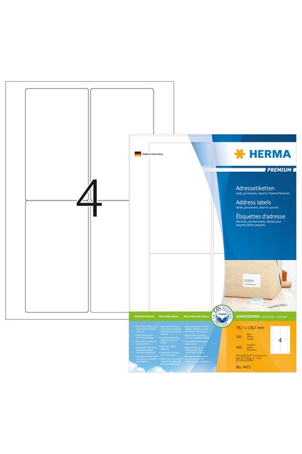 ΕΤΙΚΕΤΕΣ INKJET/LASER/COPIER 78,7*139,7mm.100Φ.HERMA 4472