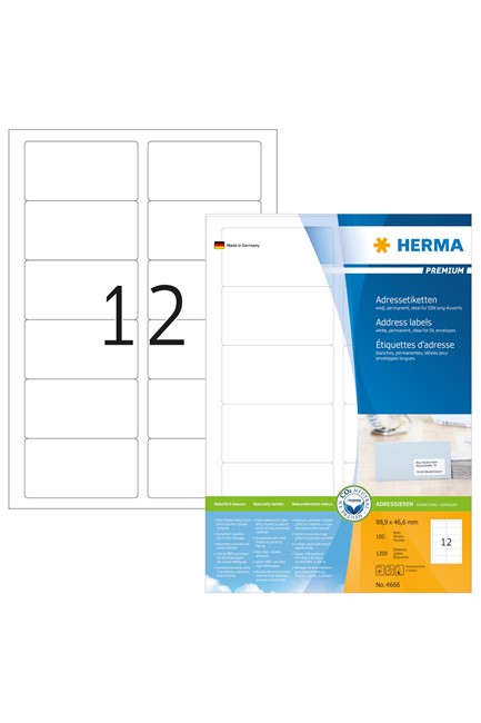ΕΤΙΚΕΤΕΣ INKJET/LASER/COPIER 88,9*46,6mm.100Φ.HERMA 4666