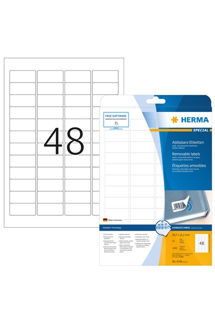 ΕΤΙΚΕΤΕΣ INKJET/LASER/COPIER 45,7*21,2mm.25Φ.HERMA MOVABLES 4346