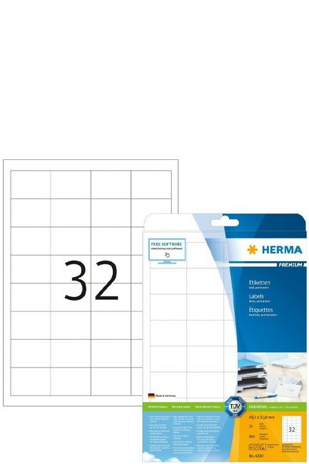 ΕΤΙΚΕΤΕΣ INKJET/LASER/COPIER 483*338mm.25Φ.HERMA 4200