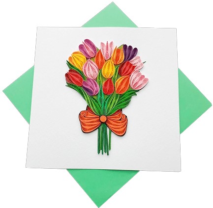 ΚΑΡΤΑ ΕΥΧΕΤΗΡΙΑ QUILLING FILIGRANA ΤΟΥΛΙΠΕΣ ΜΠΟΥΚΕΤΟ