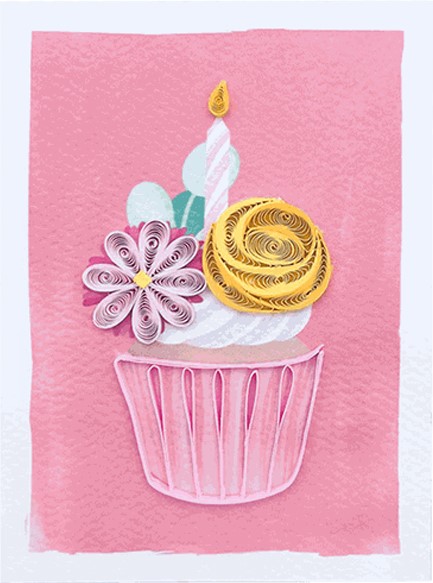 ΚΑΡΤΑΚΙ ΕΥΧΕΤΗΡΙΟ QUILLING FILIGRANA MN001 CUPCAKE ΡΟΖ