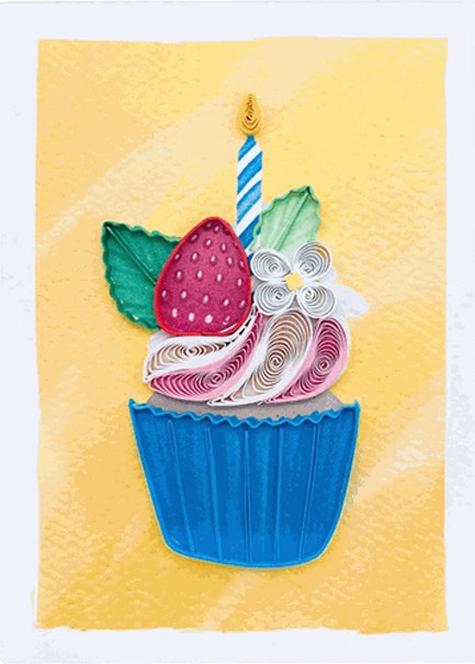 ΚΑΡΤΑΚΙ ΕΥΧΕΤΗΡΙΟ QUILLING FILIGRANA ΜΝ002 CUPCAKE ΜΠΛΕ