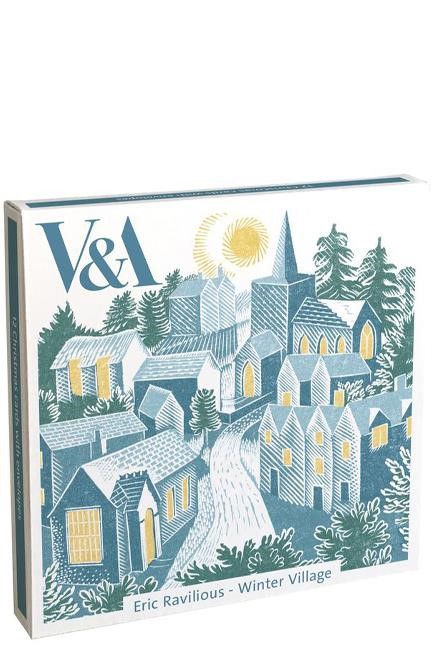 ΚΑΡΤΑ ΕΥΧΕΤΗΡΙΑ XMAS ΣΕΤ 12ΤΕΜ.ΜΕ ΦΑΚΕΛΟ V&A ERIC RAVILIOUS WINTER VILLAGE