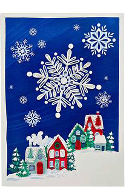 ΚΑΡΤΑ ΕΥΧΕΤΗΡΙΑ XMAS QUILLING FILIGRANA ΧΙΟΝΙΣΜΕΝΟ ΧΩΡΙΟ