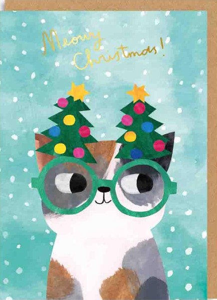 ΚΑΡΤΑ XMAS OHH DEER CAT IN TREE GLASSES 9696