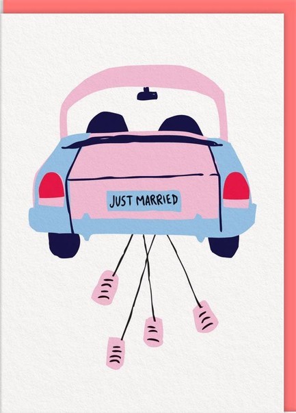 ΚΑΡΤΑ OHH DEER CAR AND CANS JUST MARRIED 9810