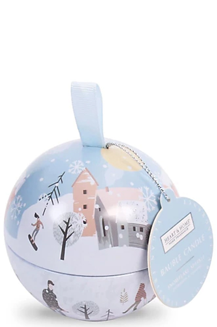 ΚΕΡΙ ΑΡΩΜΑΤΙΚΟ HEART & HOME XMAS 85γρ.ΣΕ ΜΕΤΑΛΛΙΚΗ ΜΠΑΛΑ-SNOWFLAKE SPARKLE
