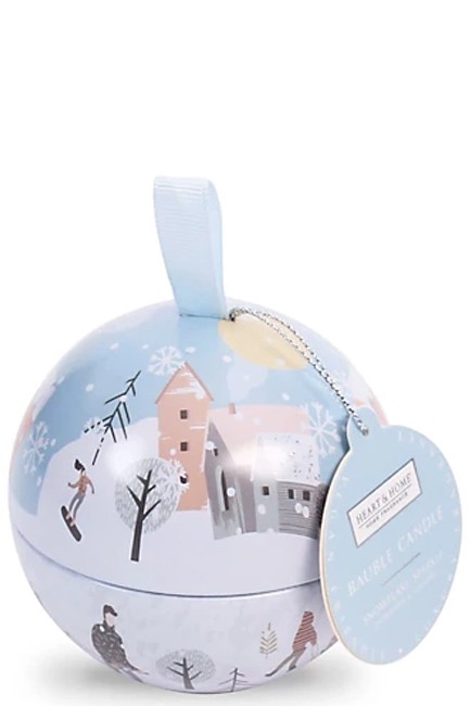 ΚΕΡΙ ΑΡΩΜΑΤΙΚΟ HEART & HOME XMAS 85γρ.ΣΕ ΜΕΤΑΛΛΙΚΗ ΜΠΑΛΑ-SNOWFLAKE SPARKLE