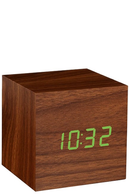 ΡΟΛΟΙ ΞΥΠΝΗΤΗΡΙ GINGKO ΞΥΛΙΝΟ CLICK CLOCK WALNUT GREEN LED GK08G8