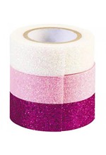 ΤΑΙΝΙΑ ΚΟΛΛΗΤΙΚΗ 15MM.*3M.HEYDA GLITTER ΣΕΤ 3ΤΕΜ.WHITE-PINK-FUSCHIA
