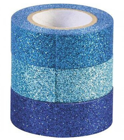 ΤΑΙΝΙΑ ΚΟΛΛΗΤΙΚΗ 15MM.*3M.HEYDA GLITTER ΣΕΤ 3ΤΕΜ.BLUE