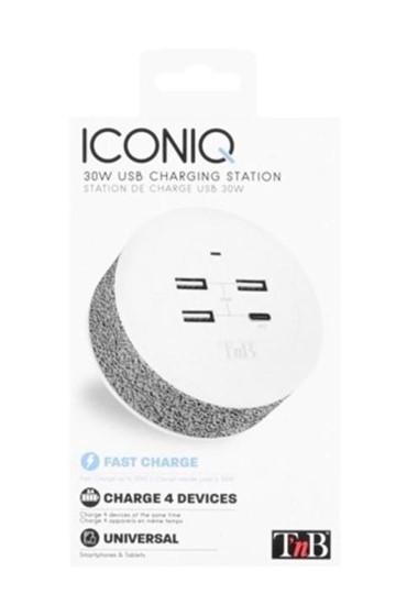 ΦΟΡΤΙΣΤΗΣ Τ’NB ICONIQ ΜΕ 3 USB ΘΥΡΕΣ+USB C PD 30W GRAY