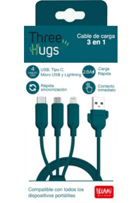 ΚΑΛΩΔΙΟ ΦΟΡΤΙΣΗΣ LEGAMI USB TYPE C MICRO USB LIGHTNING CCA0001 THREE HUGS