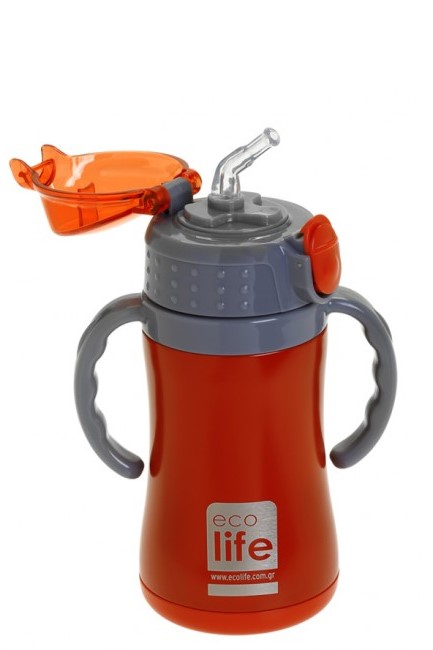 ΠΑΓΟΥΡΙ ΑΝΟΞΕΙΔΩΤΟ ΑΤΣΑΛΙ ΘΕΡΜΟΣ 300ML ΠΑΙΔΙΚΟ ECO LIFE ΜΕ ΛΑΒΕΣ RED