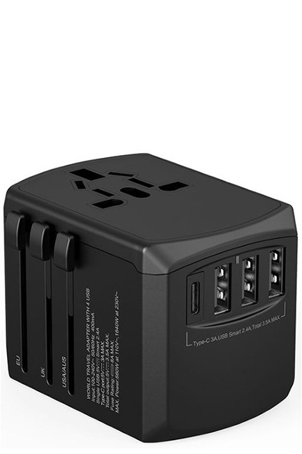 ΦΟΡΤΙΣΤΗΣ ΤΑΞΙΔΙΟΥ XOOPAR TRIPPER WORLD ADAPTOR TRAVEL CHARGER 3*USB A  1*USB C BLACK